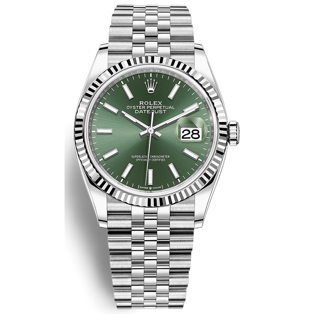 Rolex Datejust II Mint Green Fluted Dial Watch | 126234 | FCT