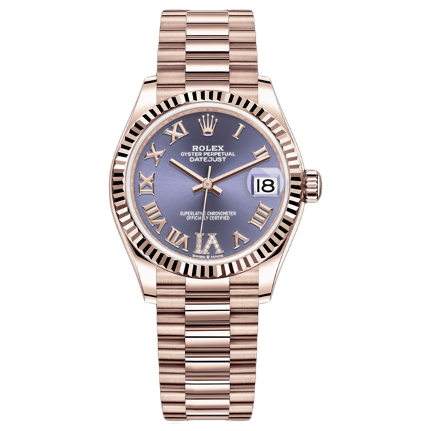Rolex Datejust Purple Diamond Roman Numeral Dial Fluted Bezel 31mm 278