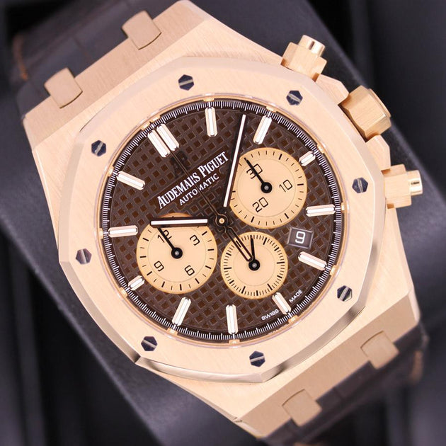 Audemars Piguet Royal Oak Chronograph Chocolate Dial Brown Leather  26331OR.OO.D821CR.01 Rose Gold Watch