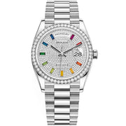 Rolex Day-Date 36 White Gold Diamond Bezel Diamond-Paved Dial 128349RBR