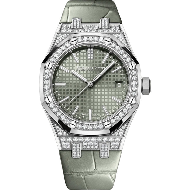 Audemars Piguet Royal Oak Selfwinding 37mm Diamond Bezel Green Grande Tapisserie Dial 15551BC