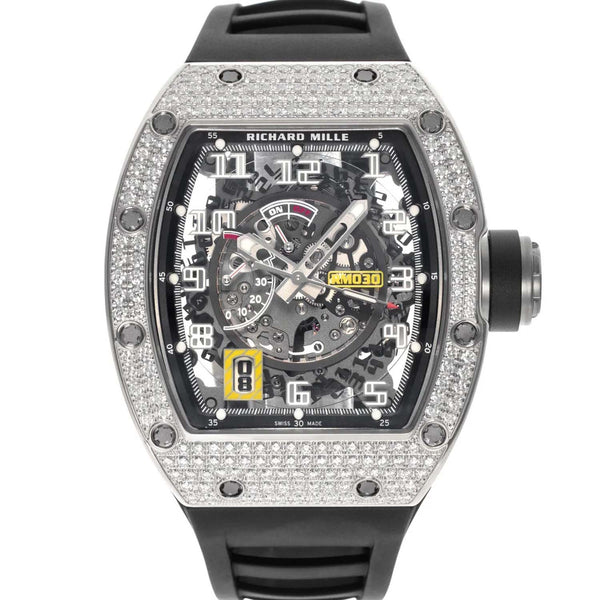 Richard Mille RM030 White Gold Diamond Bezel Skeleton Dial 50mm