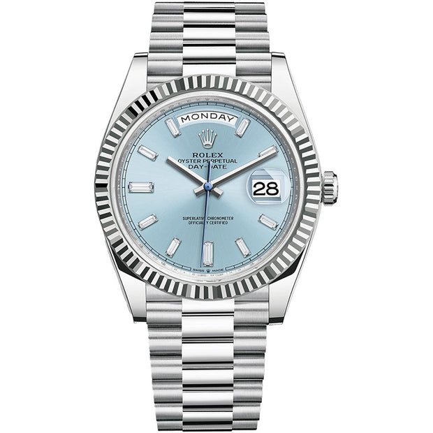 Rolex Day-Date 40 Platinum Ice Blue Diamond Dial 228236