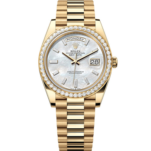 Rolex Day-Date 40 228348RBR Diamond Bezel MOP Dial