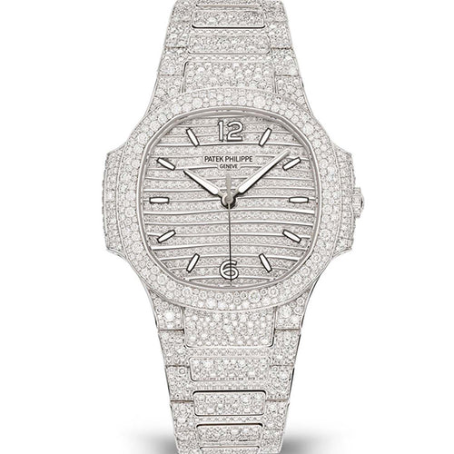Patek Philippe Nautilus Ladies Automatic White Gold Diamond Pave 7118/1450G-001
