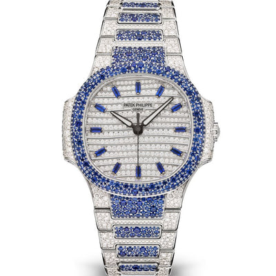 Patek Philippe Nautilus White Gold Diamond Pave with Sapphires 7118/1451G