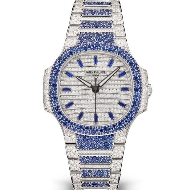 Patek Philippe Nautilus White Gold Diamond Pave with Sapphires 7118/1451G