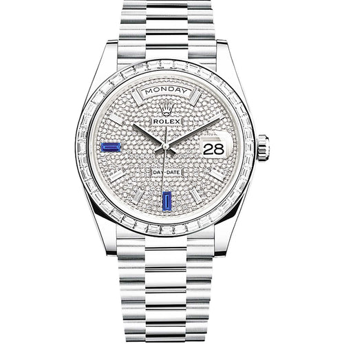 Rolex Day-Date 40 Platinum Diamond Bezel Diamond-Paved Dial 228396TBR