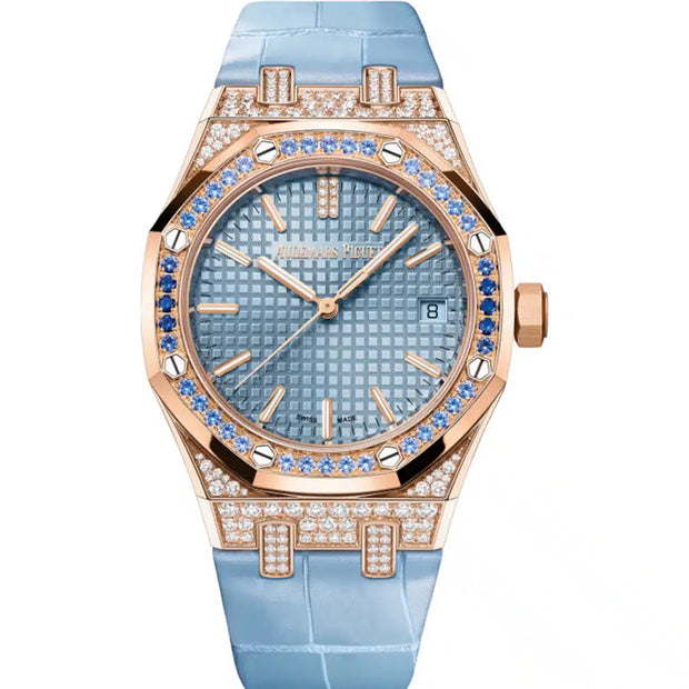 Audemars Piguet Royal Oak Selfwinding 37mm Diamond Bezel Light Blue Dial 15551BC