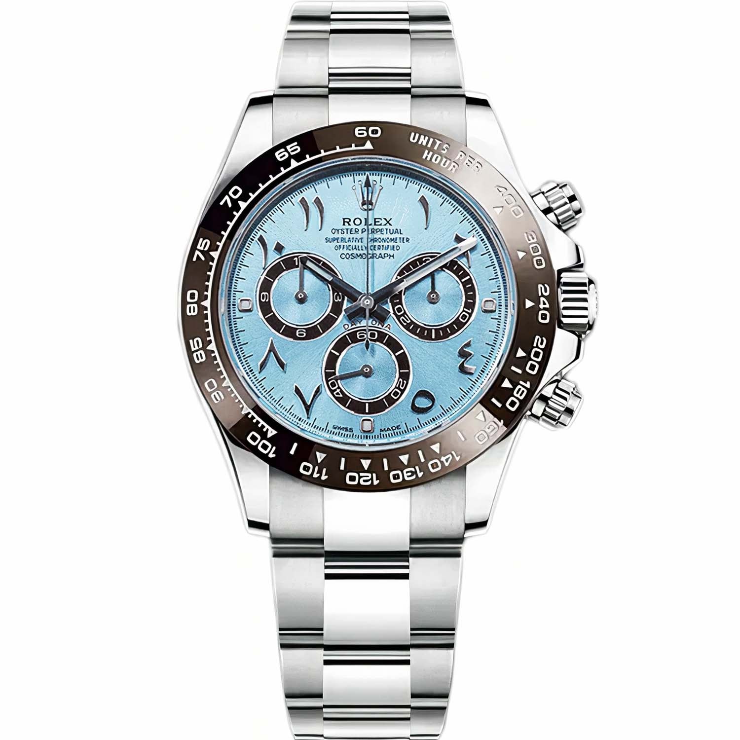 東大の英語 Rolex Daytona Platinum Ice Blue Dial Hindi Numerals | 116506