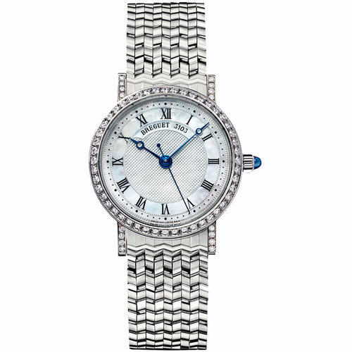 Breguet Classique 30mm 8068BB/52/BC0/DD00 Diamond Bezel Mother Of Pearl Roman Dial
