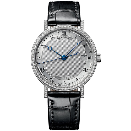 Breguet Classique 33.5mm 9068BB/12/976/DD00 Diamond Bezel Silver Roman Dial