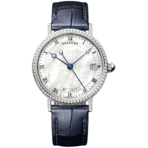 Breguet Classique 33.5mm 9068BB/52/976/DD00 Diamond Bezel Mother Of Pearl Roman Dial