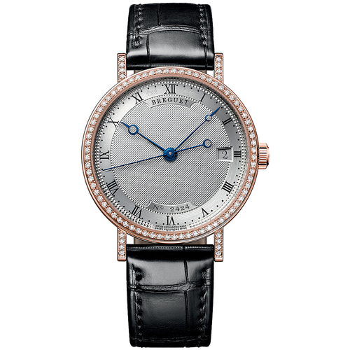 Breguet Classique 33.5mm 9068BR/12/976/DD00 Diamond Bezel Silver Roman Dial