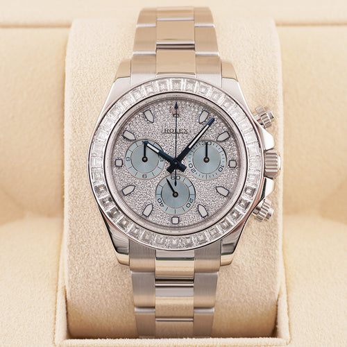 Rolex Cosmograph Daytona Platinum 40mm Pave Dial 126576TBR Pre-Owned