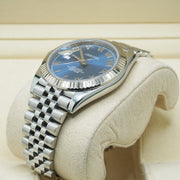 Rolex Datejust 41mm Azzurro Blue Roman Numeral Dial Fluted Bezel 126334