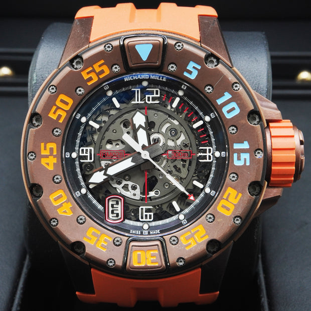 RM 028  Brown Titanium on Orange Rubber Strap with Skeleton Dial Pre-owned
