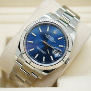 Rolex Datejust Bright Blue Dial Fluted Bezel 36mm 126234