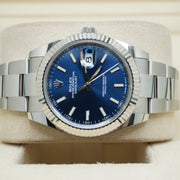 Rolex Datejust Bright Blue Dial Fluted Bezel 36mm 126234