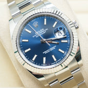 Rolex Datejust 41mm Bright Blue Dial Fluted Bezel 126334