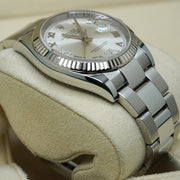 Rolex Datejust Silver Diamond Dial Fluted Bezel 36mm Diamond 6 and 9 Hour Marker 126234