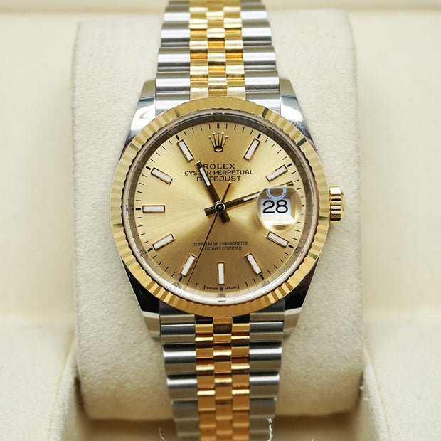 Rolex Datejust Champagne Dial Fluted Bezel 36mm 126233
