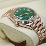 Rolex Day-Date 36 Aventurine Diamond Dial Fluted Bezel 128235