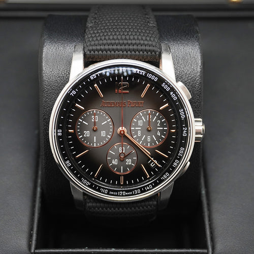 Audemars Piguet Code 11.59 Smoked Black Dial Rose/White Gold Case On a Kevlar Rubber Strap 26393CR Pre-Owned