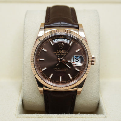 Rolex Day-Date 36mm Brown Dial 118135 Pre-Owned