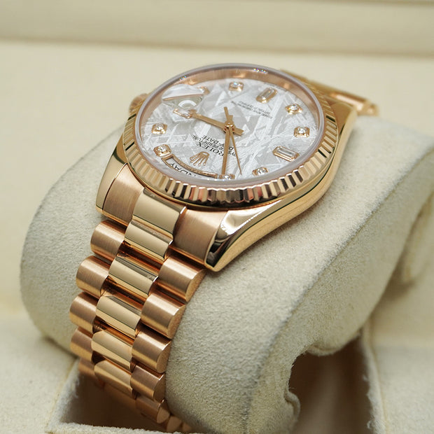 Rolex Day-Date 36mm Rose Gold Meteorite Dial 118235 Pre-Owned