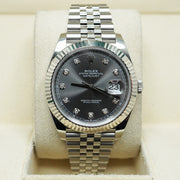 Rolex Datejust 41mm Slate Diamond Dial Fluted Bezel 126334 Pre-Owned