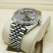 Rolex Datejust 41mm Slate Diamond Dial Fluted Bezel 126334 Pre-Owned