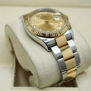 Rolex Datejust Champagne Diamond Dial Fluted Bezel 36mm 126233 Pre-Owned