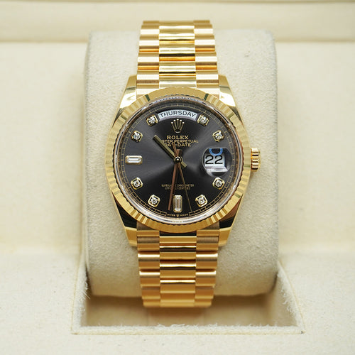 Rolex Day-Date 36mm Grey Diamond Dial 128238 Pre-Owned