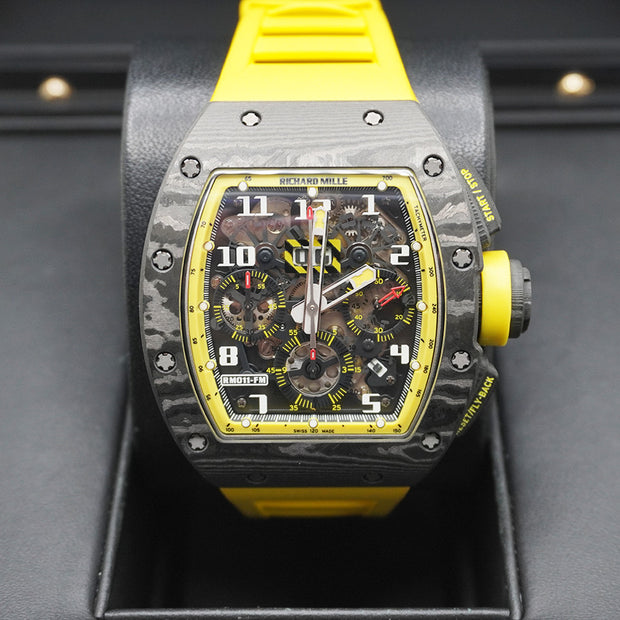Richard Mille Chronograph RM011-FM Carbon Yellow Storm 50mm Openworked Dial