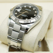 Rolex Datejust 41mm Black Diamond Dial Fluted Bezel 126334