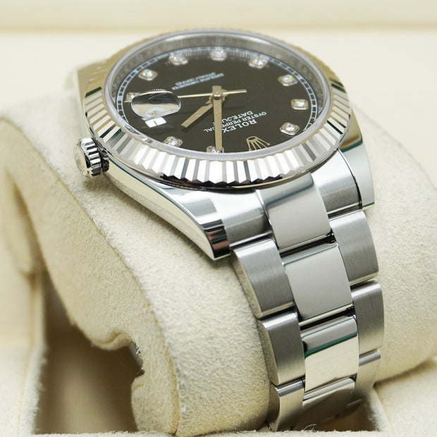 Rolex Datejust 41mm Black Diamond Dial Fluted Bezel 126334