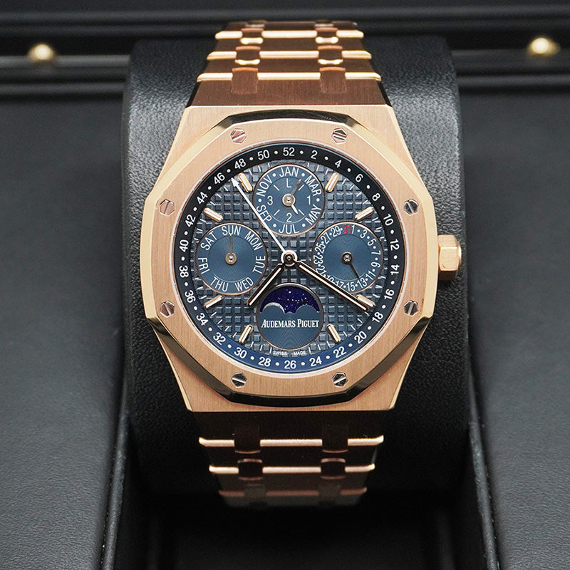 Blue Dial Audemars Piguet 33mm Rose Gold Blue Dial Royal Oak