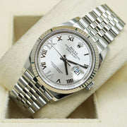 Rolex Datejust 36mm Fluted Bezel Jubilee Bracelet Silver Diamond 6 and 9 Hour Marker Dial Pre-Owned
