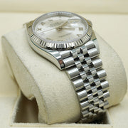 Rolex Datejust 36mm Fluted Bezel Jubilee Bracelet Silver Diamond 6 and 9 Hour Marker Dial Pre-Owned