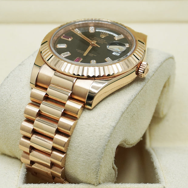 Rolex Day Date 41 Rose Gold Black Ruby Dial 218235 Pre-Owned