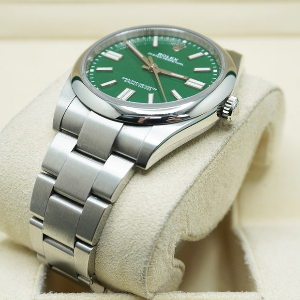 Rolex Oyster Perpetual Green Dial Domed Bezel 41mm 124300