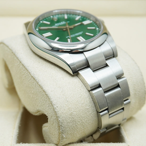 Rolex Oyster Perpetual Green Dial Domed Bezel 41mm 124300