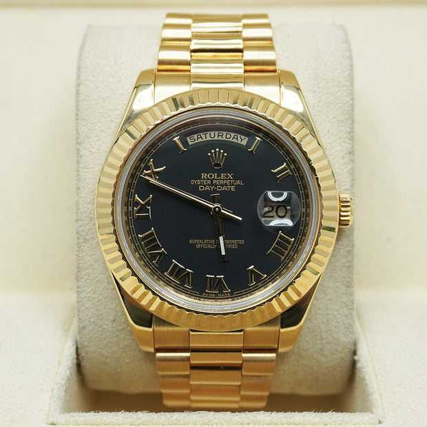 Rolex Day-Date 41 Yellow Gold Matte Black Dial 218238 Pre-Owned