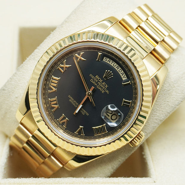Rolex Day-Date 41 Yellow Gold Matte Black Dial 218238 Pre-Owned