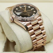 Rolex Day-Date Brown Ombre Diamond Dial Fluted Bezel 36mm 128235