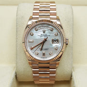 Rolex Day-Date Mother Of Pearl Diamond Dial Fluted Bezel 36mm 128235