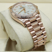 Rolex Day-Date Mother Of Pearl Diamond Dial Fluted Bezel 36mm 128235