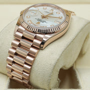 Rolex Day-Date Mother Of Pearl Diamond Dial Fluted Bezel 36mm 128235