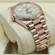 Rolex Day-Date Mother Of Pearl Diamond Dial Fluted Bezel 36mm 128235